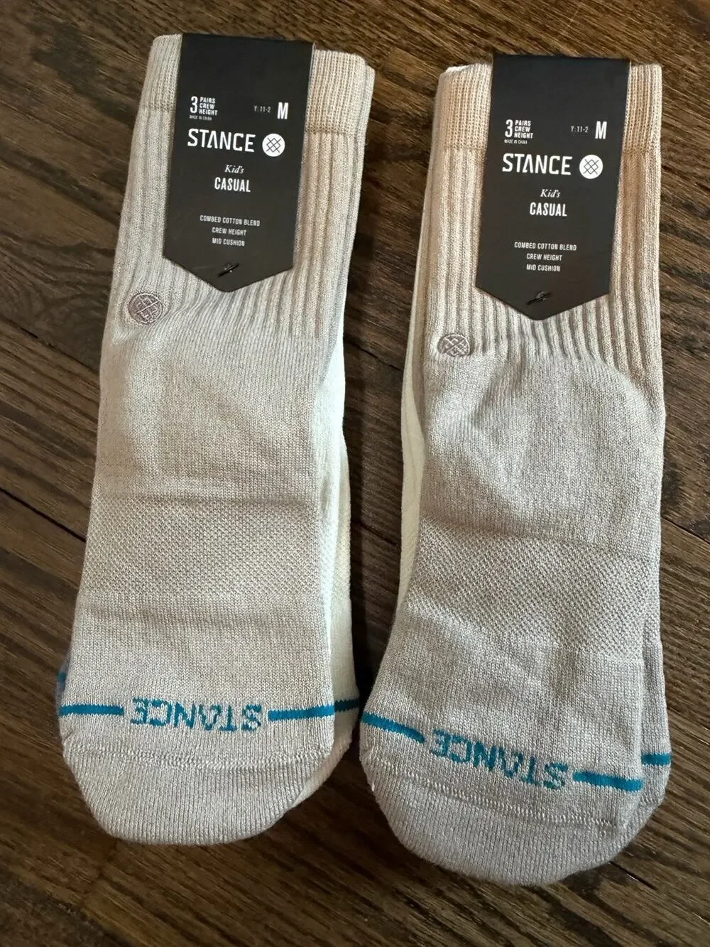 Stance Kids Casual COMBED COTTON BLEND CREW MID CUSHION Socks Youth M 6 Pairs